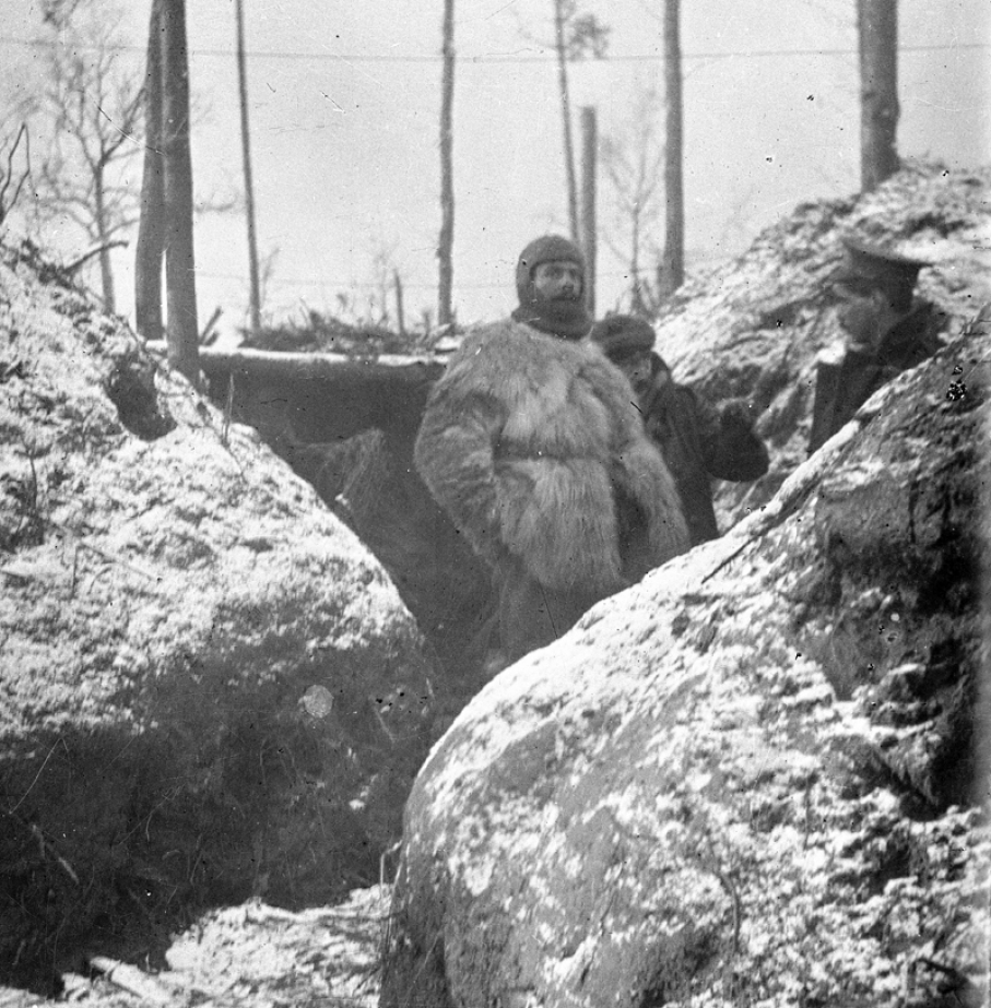 Image showing men of the 11th Hussars in the trenches at Zillebeke during the winter of 1914-1915