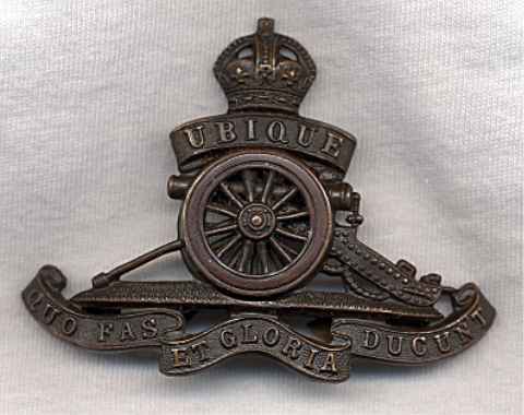Photo of an Royal Field Artillery cap badge