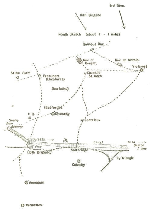 Map of Cuinchy and environs 14th October 1914