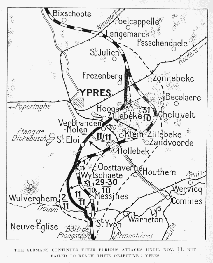 Map of the Messines front